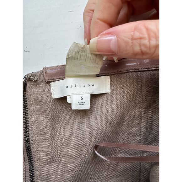 All Row Taupe Strapless Raw Pleat Front Design Back Zip Maxi Dress S - Picture 6 of 12